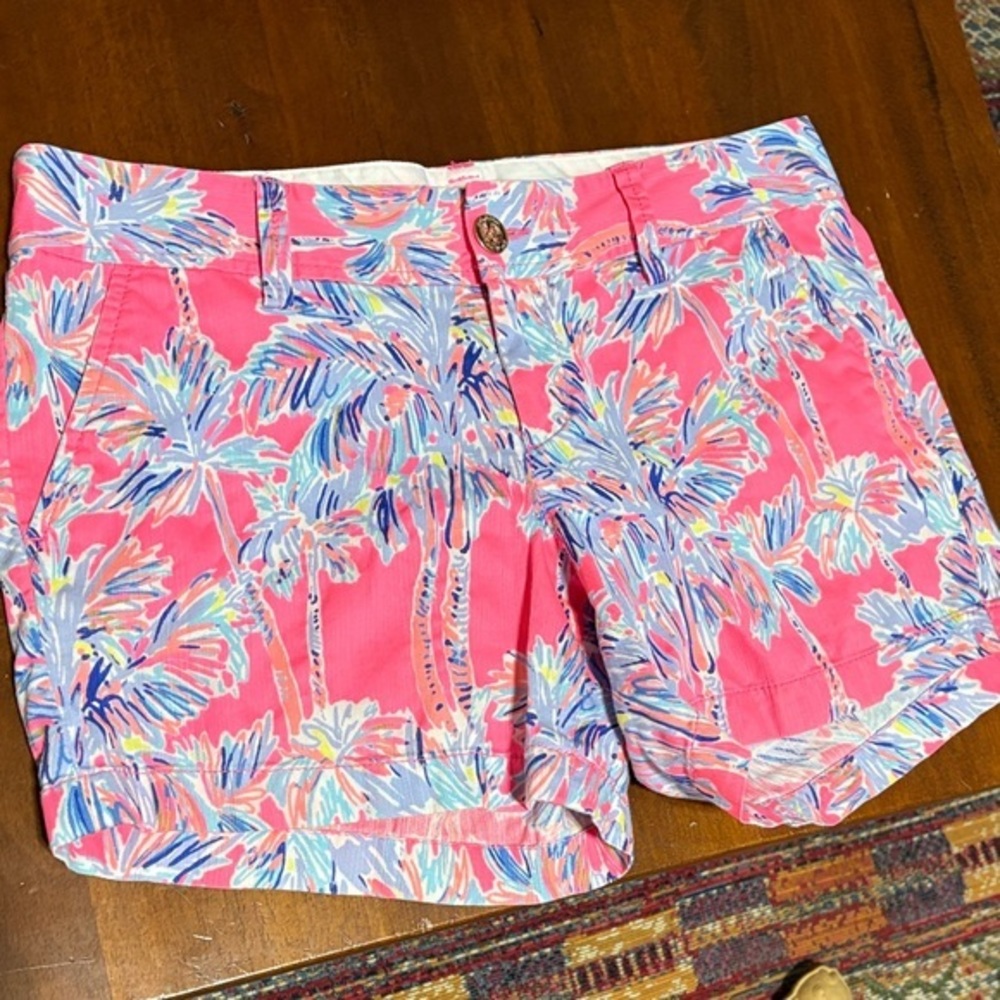 Lilly Pulitzer Pink and Blue Palm Print Women's Shorts